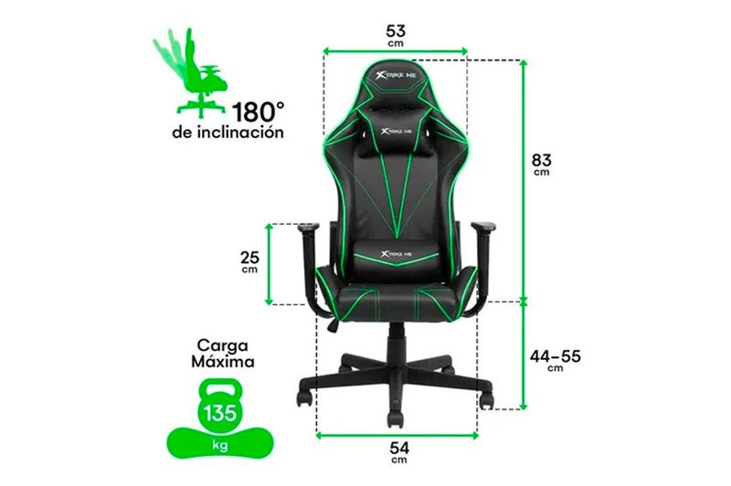 Silla Gaming Xtrike-Me GC-909 Negro y Verde_0000_D_NQ_NP_2X_922986-MLU70287810091_072023-F