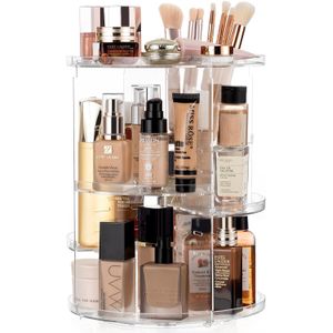 Vorey Organizador de maquillaje giratorio 360, organizador de exhibición de cosméticos ajustable de