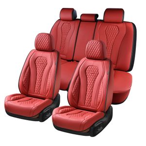 Coverado Juego completo de fundas de asiento de cuero, fundas de asiento universales de 5 asientos