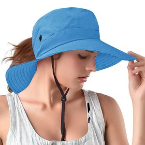 Rosoz Sombreros de cola de caballo para mujer, protección UV, malla plegable, ala ancha, senderismo,