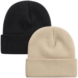 ZOORON 1 y 2 paquetes de gorro para hombres y mujeres, sombreros de invierno cálidos de punto