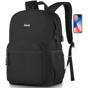 Jiauny Mochila escolar, ligera, mochila clásica para laptop con puerto de carga USB para escuela