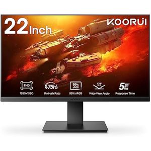 KOORUI Monitor de computadora de 22 pulgadas, pantalla de escritorio FHD 1080P, bisel ultrafino de