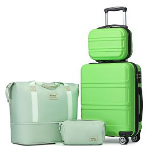 Kono Maleta de equipaje con ruedas giratorias Hardside Ligero ABS Carry On Maleta Juego de 4 piezas,