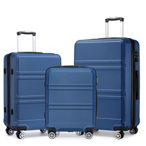 Kono Maleta de equipaje con ruedas giratorias Hardside Ligero ABS Carry On Maleta Juego de 4 piezas,
