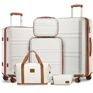 Kono Maleta de equipaje con ruedas giratorias Hardside Ligero ABS Carry On Maleta Juego de 4 piezas,