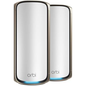 NETGEAR Orbi 970 Series Quad-Band WiFi 7 Mesh Network System (RBE972S), enrutador + 1 extensor de