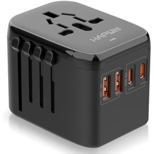 Adaptador de viaje universal, adaptador de corriente internacional PD20W, 2 USB-C y 2 USB-A cargador