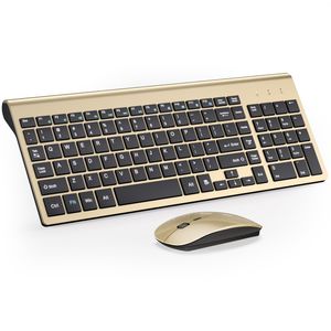 Topmate, mouse USB inalámbrico ultradelgado portátil y teclado inalámbrico (Negro/ blanco), Blanco