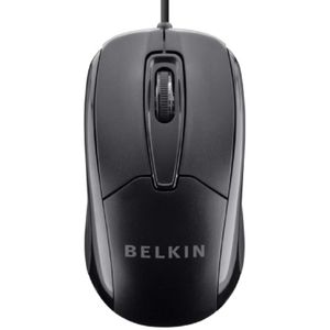 Belkin Ratón de computadora con cable de 3 botones, ambidiestro, ergonómico con cable USB-A de 5