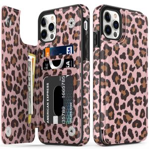 LETO Funda para iPhone 12 Pro Max, funda tipo cartera de piel con tapa y diseños de flores de moda