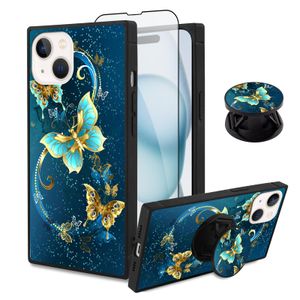 SAKUULO Funda para iPhone 14 Pro Max, [protector de pantalla + soporte] diseño cuadrado de bonito