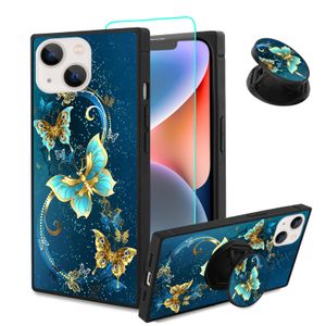 SAKUULO Funda para iPhone 14 Pro Max, [protector de pantalla + soporte] diseño cuadrado de bonito