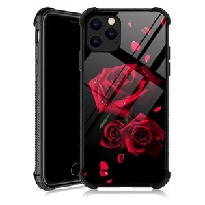 TnXee Funda compatible con iPhone 11 Pro Max, funda romántica de pétalos de rosa para iPhone 11 Pro
