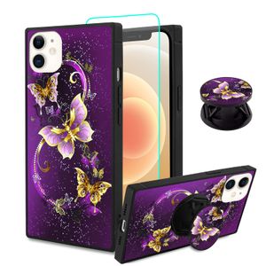 SAKUULO Funda para iPhone 14 Pro Max, [protector de pantalla + soporte] diseño cuadrado de bonito