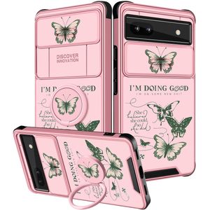 Funermei Funda 2 en 1 para Google Pixel 6A para mujer, diseño de girasol, diseño estético femenino