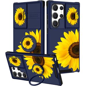 Goocrux Funda 2 en 1 para Samsung Galaxy S23 Ultra con flores florales para mujeres y niñas, diseño
