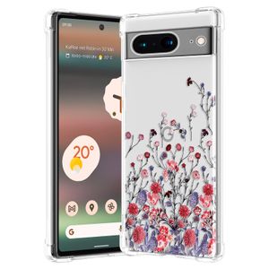 RALEAVO Funda floral para Google Pixel 7, funda de hojas transparentes delgada y bonita funda