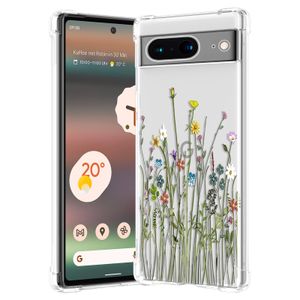 RALEAVO Funda floral para Google Pixel 7, funda de hojas transparentes delgada y bonita funda
