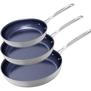 Nuwave Juego de 3 sartenes de 8 pulgadas, 10 pulgadas, 12 pulgadas, forjadas ligeras, G10 Healthy