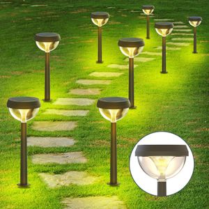 Linkind Paquete de 8 luces solares para camino, luces solares blancas cálidas brillantes para