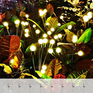 ANTQUE Paquete de 8 luces solares de jardín, nuevas luces solares de jardín con forma de explosión