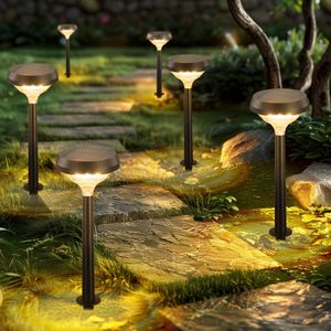 Linkind Paquete de 8 luces solares para camino, luces solares blancas cálidas brillantes para