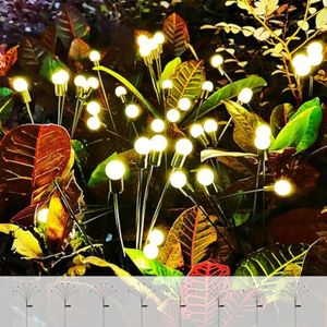 ANTQUE Paquete de 8 luces solares de jardín, nuevas luces solares de jardín con forma de explosión