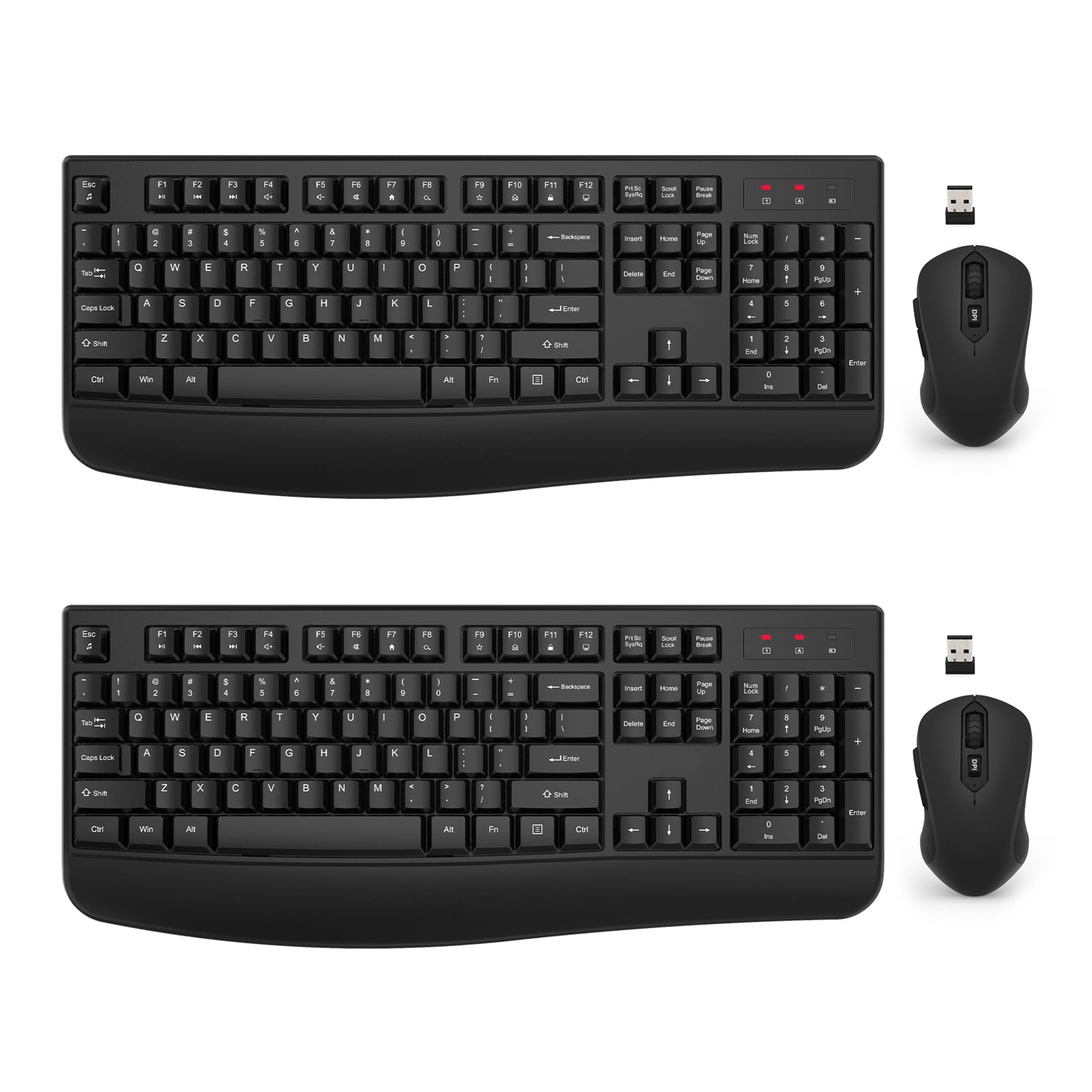 EDJO Combo de teclado y mouse inalámbricos, teclado ergonómico