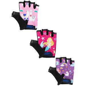 Boao 3 pares de guantes de medio dedo para niños guantes de deporte antideslizantes de gel para