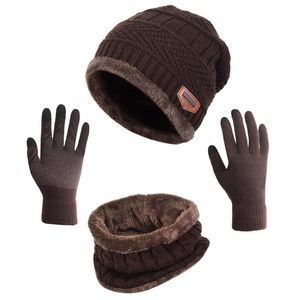 HINDAWI Winter Hat Scarf Gloves Slouchy Beanie Snow Knit Skull Cap Touch Screen Mittens Circle