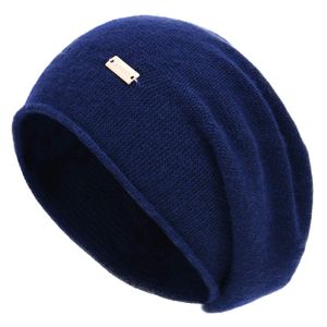 jaxmonoy Gorro de punto holgado de cachemira para mujer, gorro de invierno suave y cálido de lana