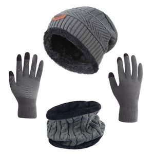 HINDAWI Winter Hat Scarf Gloves Slouchy Beanie Snow Knit Skull Cap Touch Screen Mittens Circle