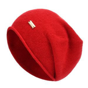 jaxmonoy Gorro de punto holgado de cachemira para mujer, gorro de invierno suave y cálido de lana