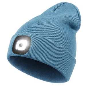 Gorro LED con Luz, Gorro con Linterna de 4 LED Unisex Recargable por USB, Manos Libres, Gorro de