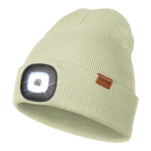 Gorro LED con Luz, Gorro con Linterna de 4 LED Unisex Recargable por USB, Manos Libres, Gorro de