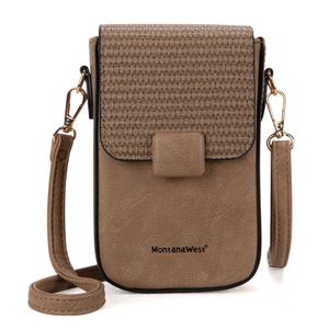 Montana West Bolso cruzado pequeño para teléfono celular con bloqueo RFID para mujer, con ranuras