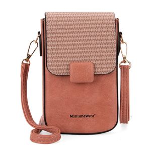Montana West Bolso cruzado pequeño para teléfono celular con bloqueo RFID para mujer, con ranuras