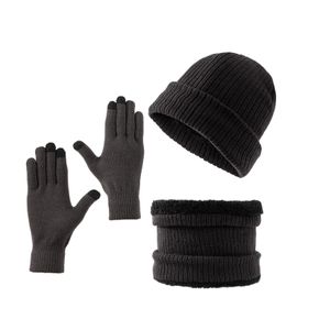 Tonten Conjunto de gorro unisex 3 en 1, calentador de cuello y guantes con forro polar, bufanda de