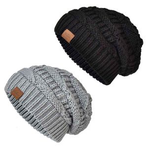 Somaler Gorro de punto para mujer, de gran tamaño, grueso, de invierno, holgado, gorro de esquí