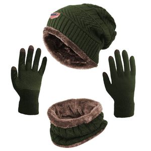 HINDAWI Winter Hat Scarf Gloves Slouchy Beanie Snow Knit Skull Cap Touch Screen Mittens Circle