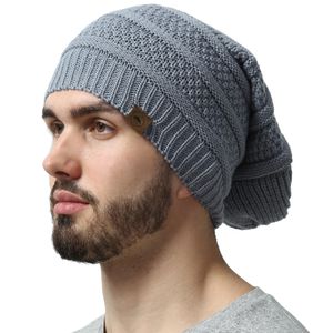 Slouchy Cable tejido Gorro de lana por Tough Headwear – Gorro de lana de gran tamaño Sombreros