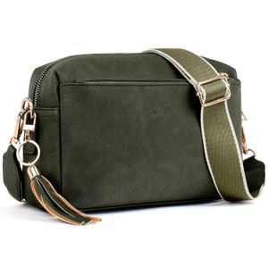 Roulens Bolso cruzado pequeño con triple cremallera para mujer, correa ancha para teléfono celular,