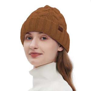 Rosoz Gorro de cola de caballo para mujer, gorro cálido de invierno, suave, elástico, de punto