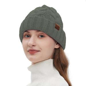 Rosoz Gorro de cola de caballo para mujer, gorro cálido de invierno, suave, elástico, de punto