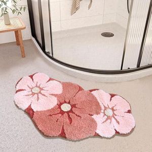 ZSHIFANG Bonita alfombra de baño rosa, 18 x 27 pulgadas, tapete de baño de microfibra con forma de