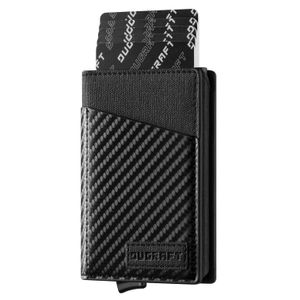 DUGRAFT Cartera para tarjetas con ventana de identificación, para hombre, bloqueo RFID, minimalista,