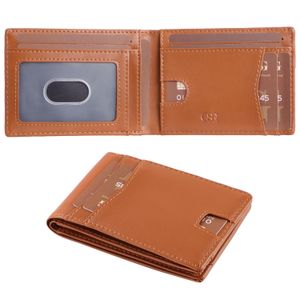 GSG Billeteras delgadas de piel con bloqueo RFID para hombre, con clip para dinero, tarjetero