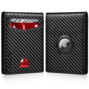 RUNBOX Billetera para Airtag para hombre, con soporte para Airtag, cartera de cuero para tarjetas de