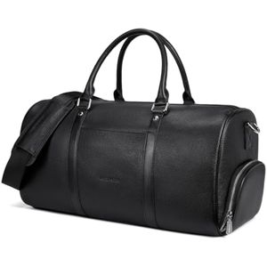 BOSTANTEN Bolsa de lona de viaje de cuero genuino para el fin de semana, bolsa de lona para